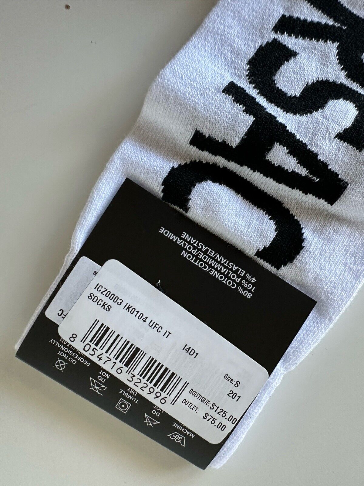 Versace Logo Socks White/Black Size S Made in Italy ICZ0003 NWT $125