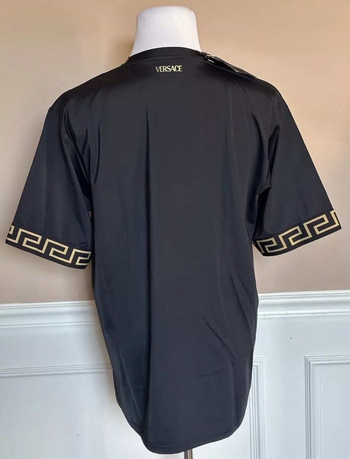 Versace Greek Key Logo Black T-Shirt Large (50 Euro) Italy 1004079 NWT $475