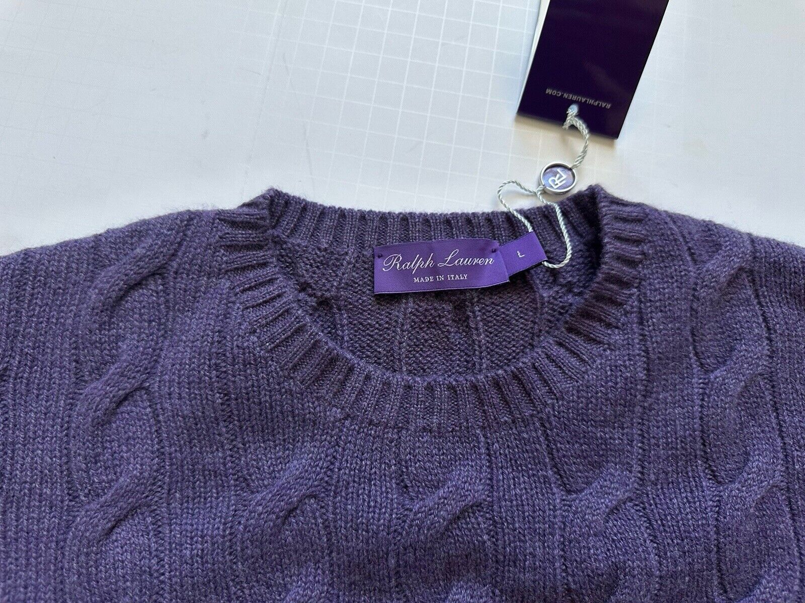 Ralph Lauren Purple Label Men's Cashmere Purple Knit Sweater Large IT NWT $995