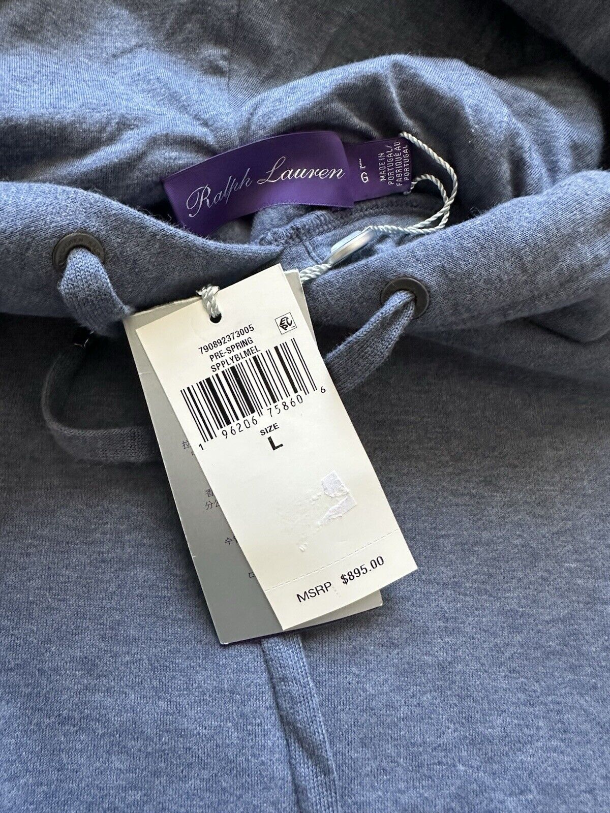 Ralph Lauren Purple Label Men's Cotton Blue Sweatshirt with Hoodie  L  NWT $895