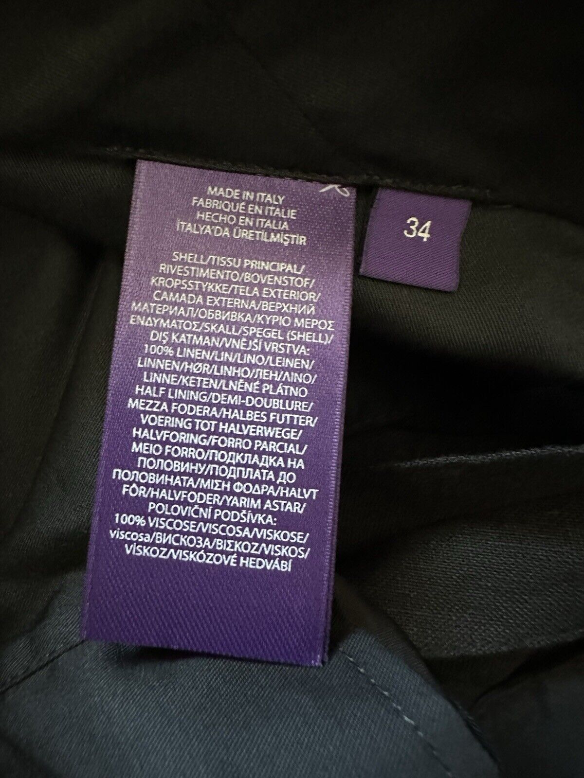 Ralph Lauren Purple Label Linen Dress Pants Black 34 US (36”) Italy NWT $695