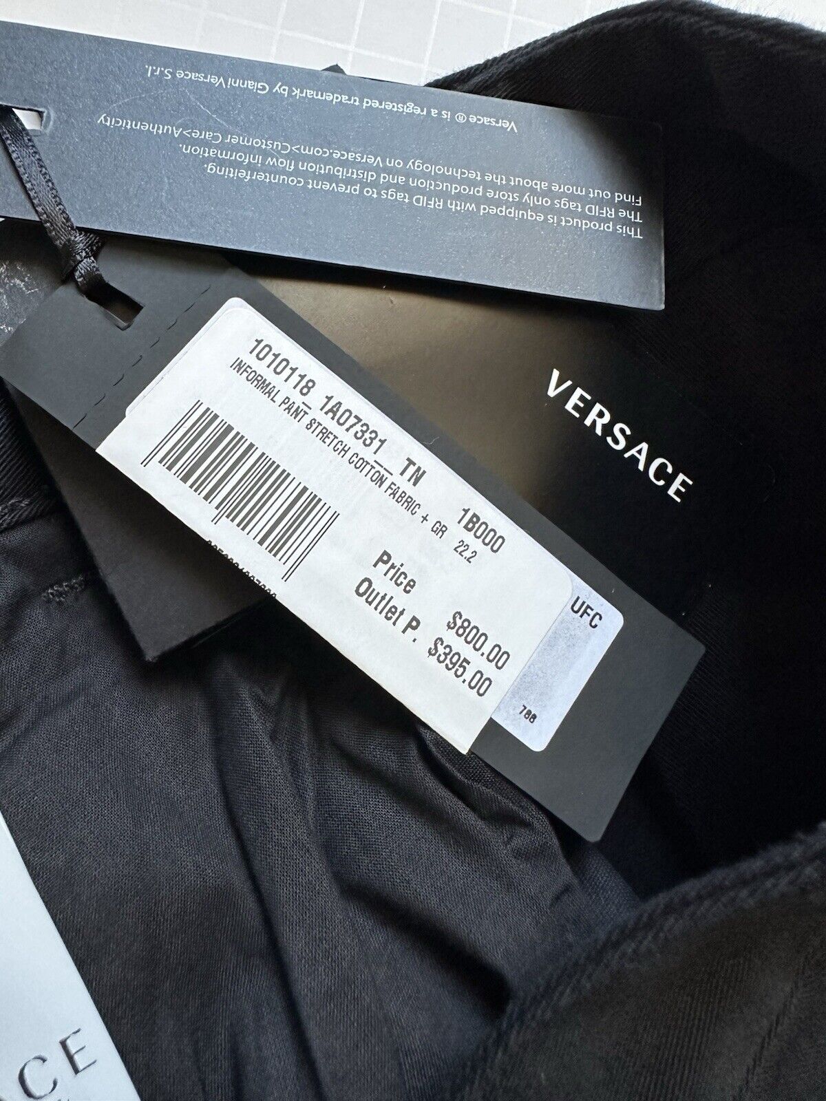 Versace Greek Key Men's Black Casual Pants 38 US (54 Euro) 1010118 NWT $800