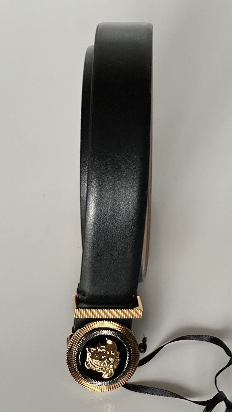 Versace Medusa-Buckle Black Slim Leather Belt 90 (36) Italy 1004009 NWT $550