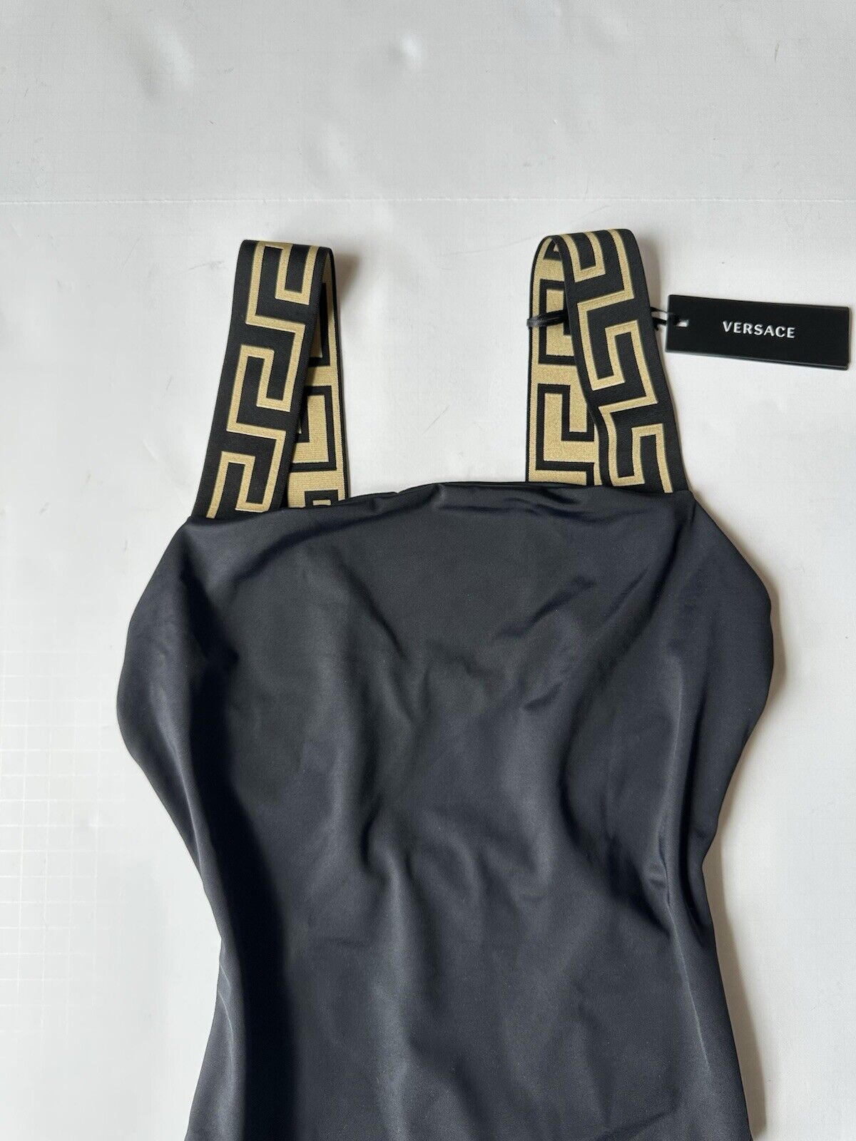 Versace Greek Key Women's Black/Gold Swim Suit Size 3 Italy ABD01098 NWT