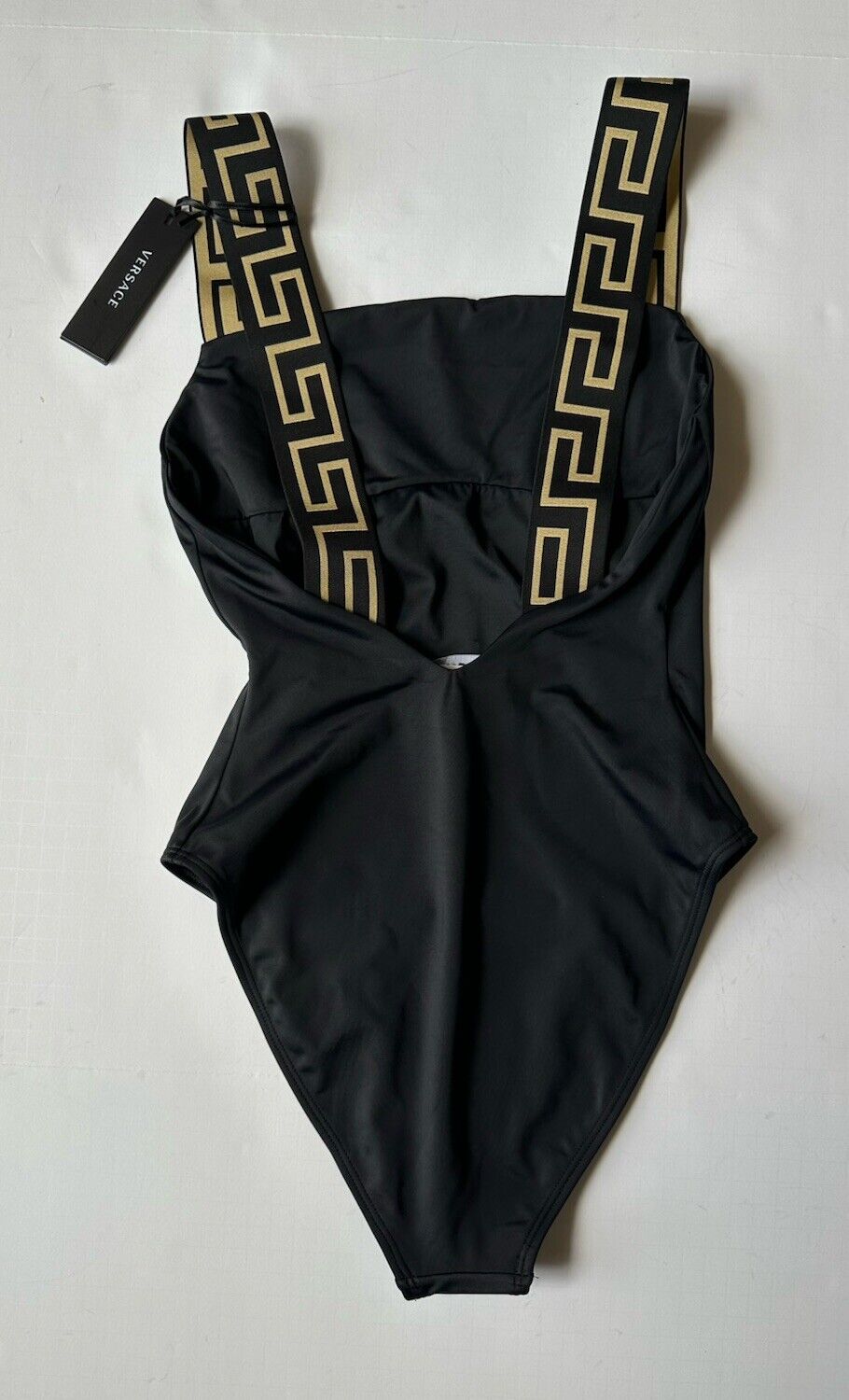 Versace Greek Key Women's Black/Gold Swim Suit Size 3 Italy ABD01098 NWT