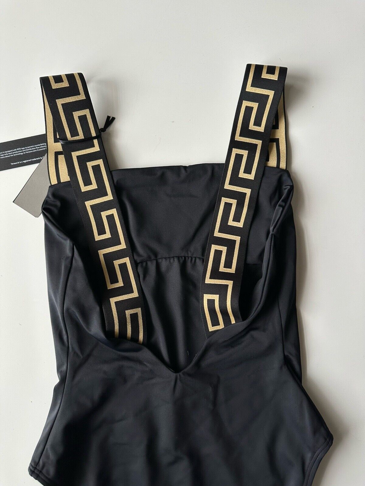 Versace Greek Key Women's Black/Gold Swim Suit Size 3 Italy ABD01098 NWT