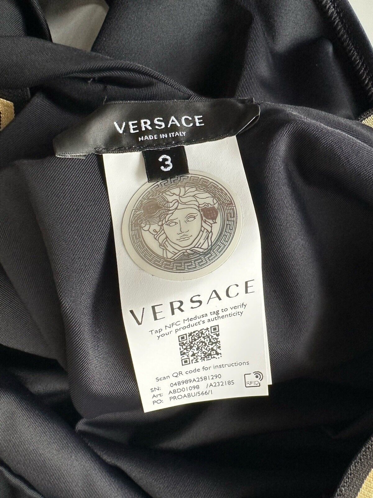 Versace Greek Key Women's Black/Gold Swim Suit Size 3 Italy ABD01098 NWT