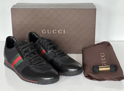 Gucci Men's GG Low-top Black Leather Sneakers 13 US (Gucci 12.5) 237715 IT NIB