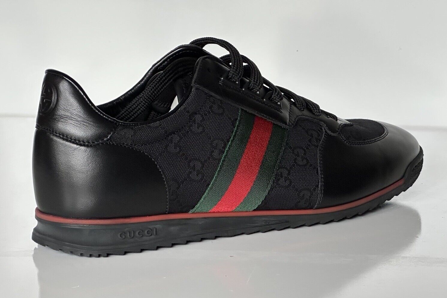 Gucci Men's GG Low-top Black Leather Sneakers 13 US (Gucci 12.5) 237715 IT NIB