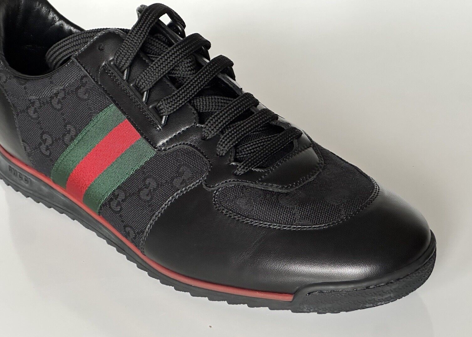 Gucci Men's GG Low-top Black Leather Sneakers 13 US (Gucci 12.5) 237715 IT NIB