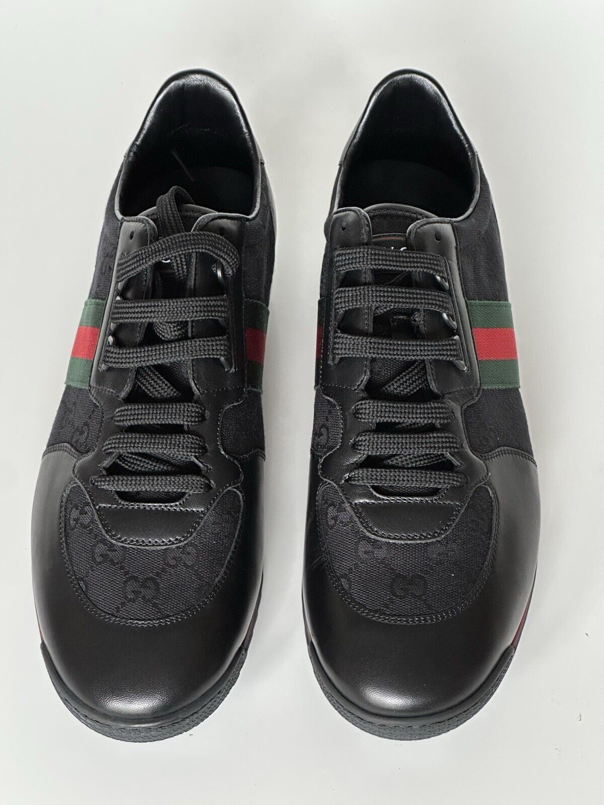 Gucci Men's GG Low-top Black Leather Sneakers 13 US (Gucci 12.5) 237715 IT NIB