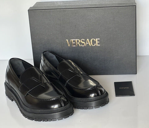 VERSACE Men's Black Leather Loafers Shoes 10 US (43 Euro) 1013628 Italy NIB $675