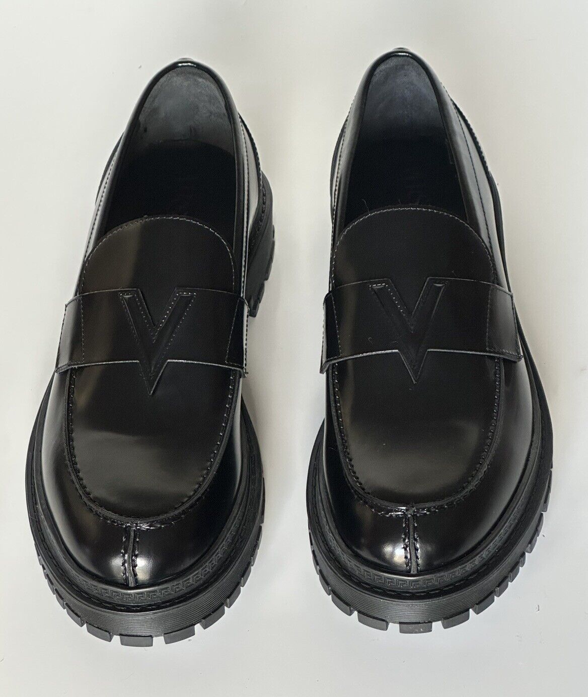 VERSACE Men's Black Leather Loafers Shoes 10 US (43 Euro) 1013628 Italy NIB $675