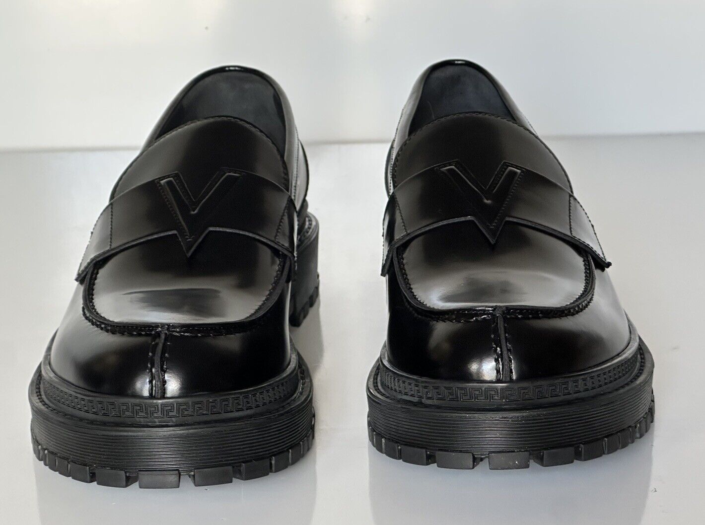 VERSACE Men's Black Leather Loafers Shoes 10 US (43 Euro) 1013628 Italy NIB $675