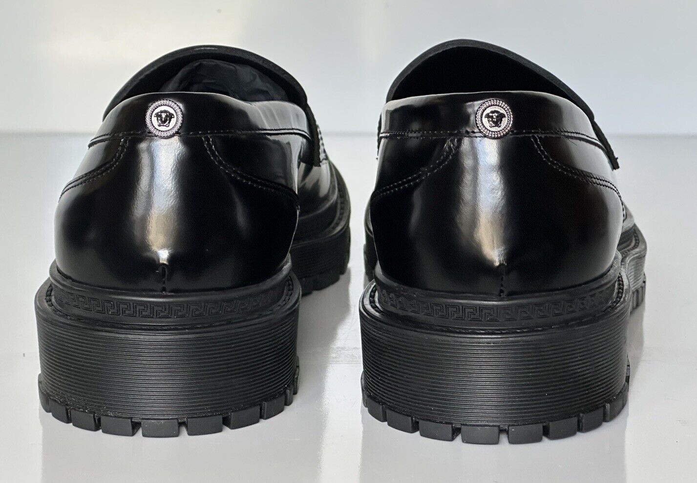 VERSACE Men's Black Leather Loafers Shoes 10 US (43 Euro) 1013628 Italy NIB $675