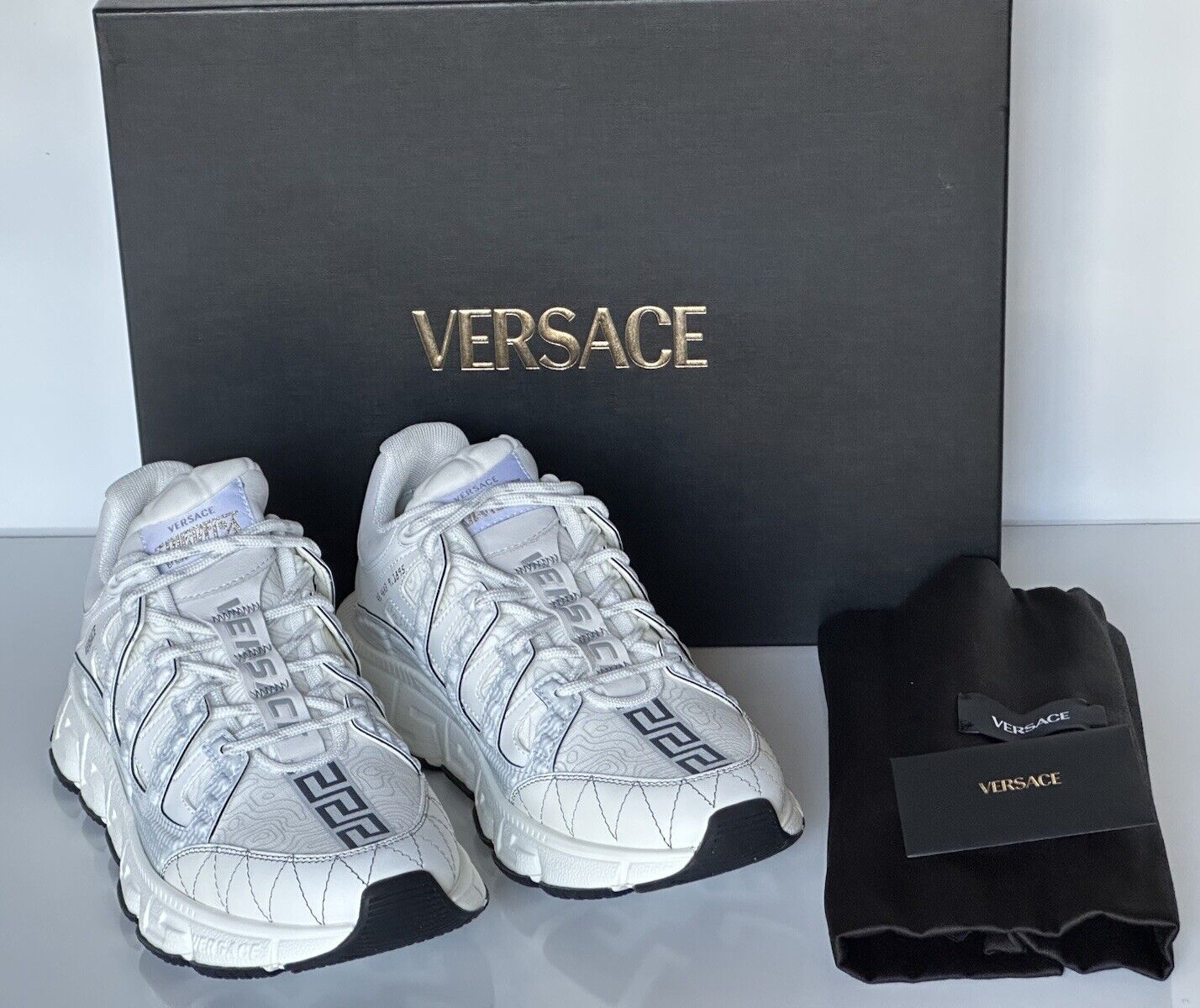 Versace Women’s Trigreca Barocco Sneakers White 9.5 (39.5 Eu) IT 104182 NIB $950