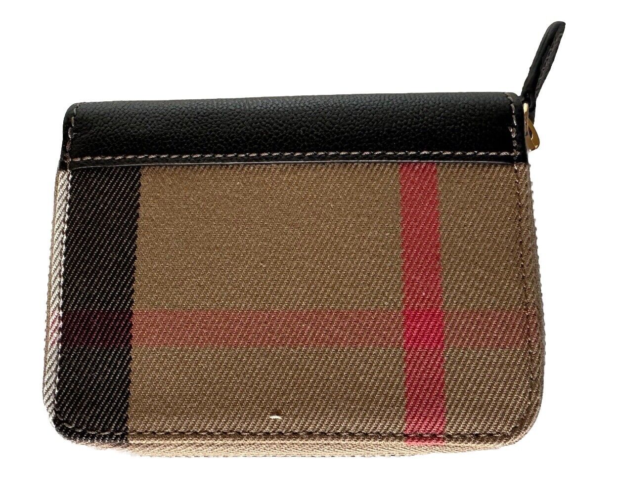 Burberry MN Zip Around Check Black/Brown Wallet 80840301 NWT $480