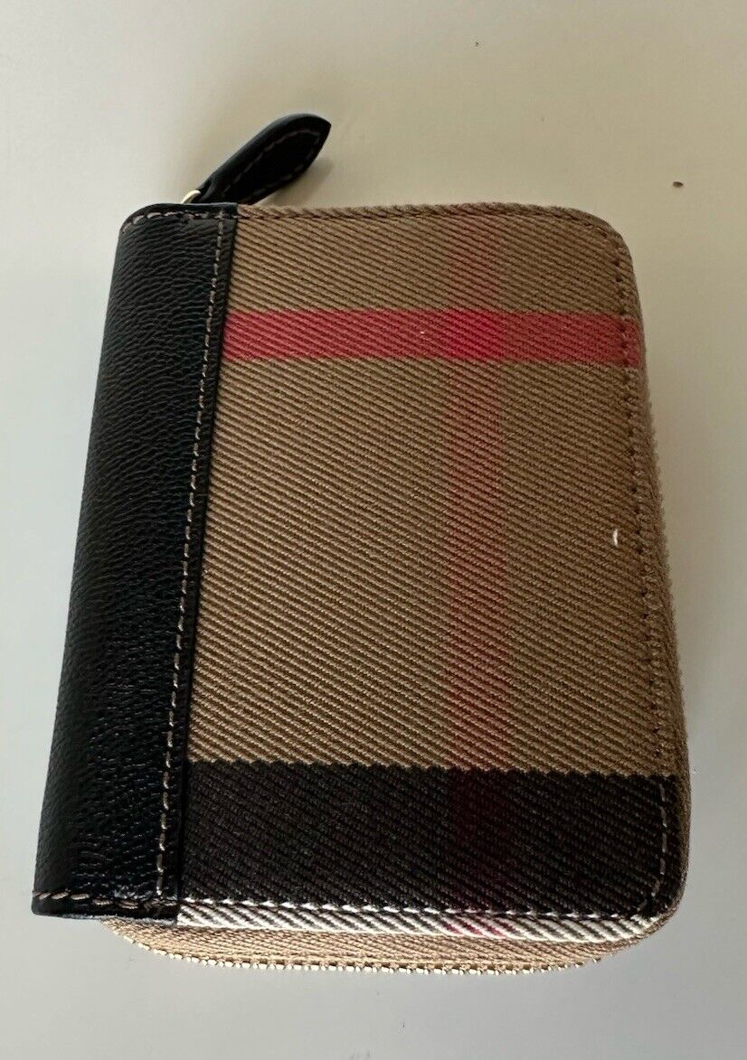 Burberry MN Zip Around Check Black/Brown Wallet 80840301 NWT $480