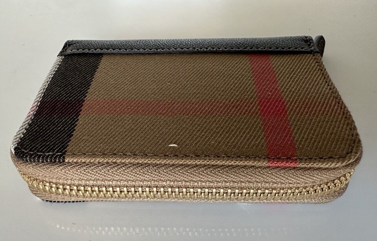 Burberry MN Zip Around Check Black/Brown Wallet 80840301 NWT $480