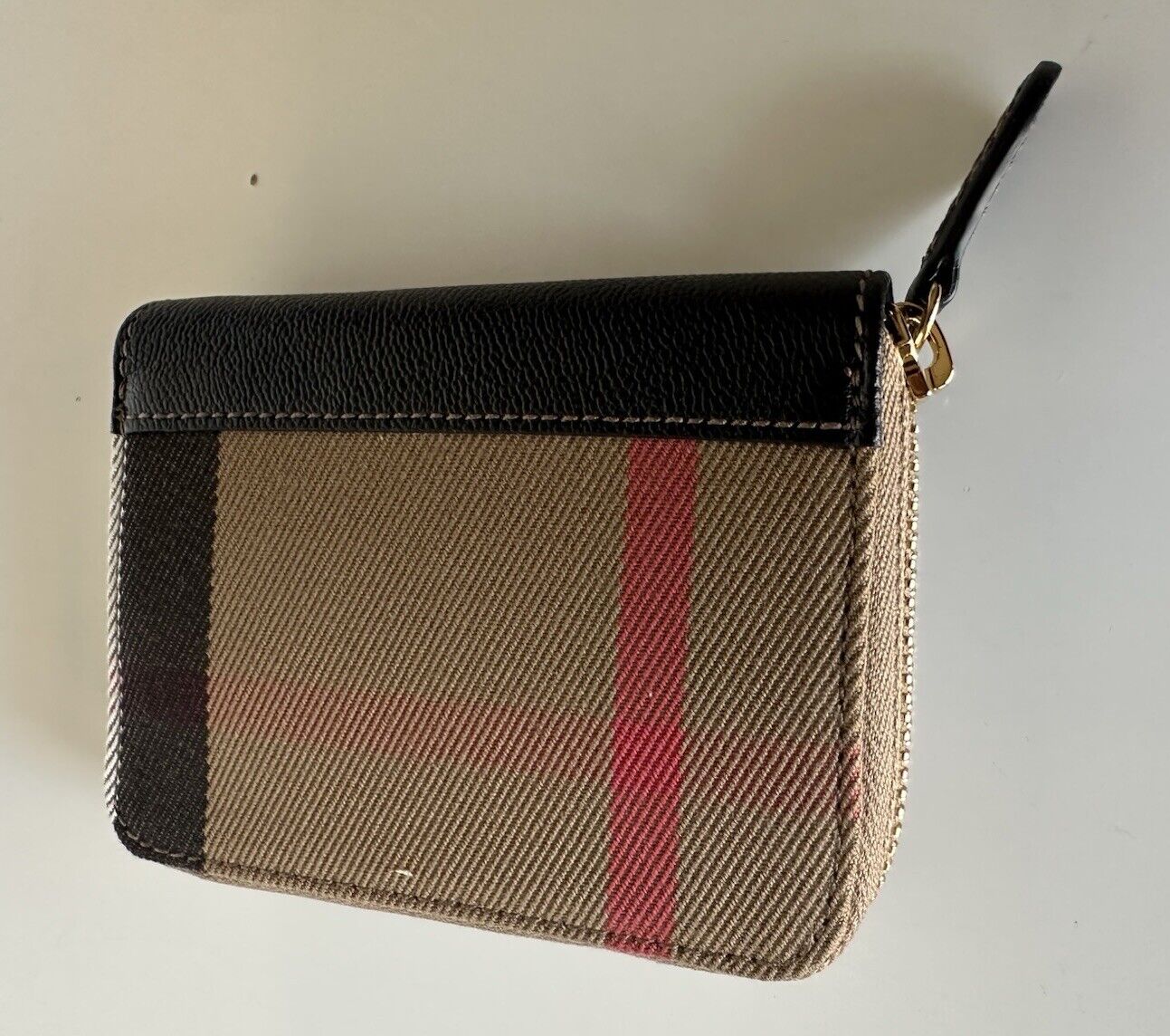 Burberry MN Zip Around Check Black/Brown Wallet 80840301 NWT $480