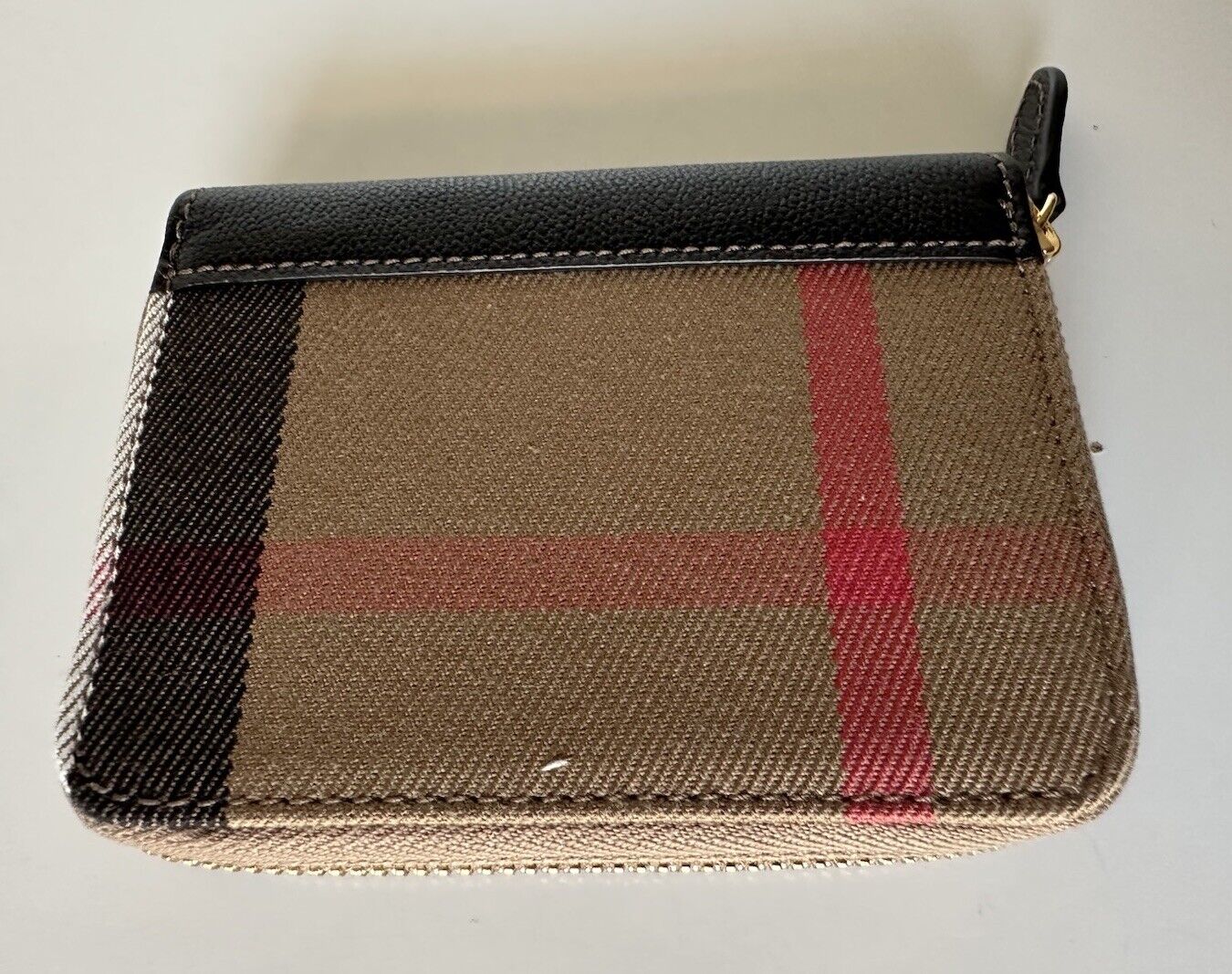 Burberry MN Zip Around Check Black/Brown Wallet 80840301 NWT $480