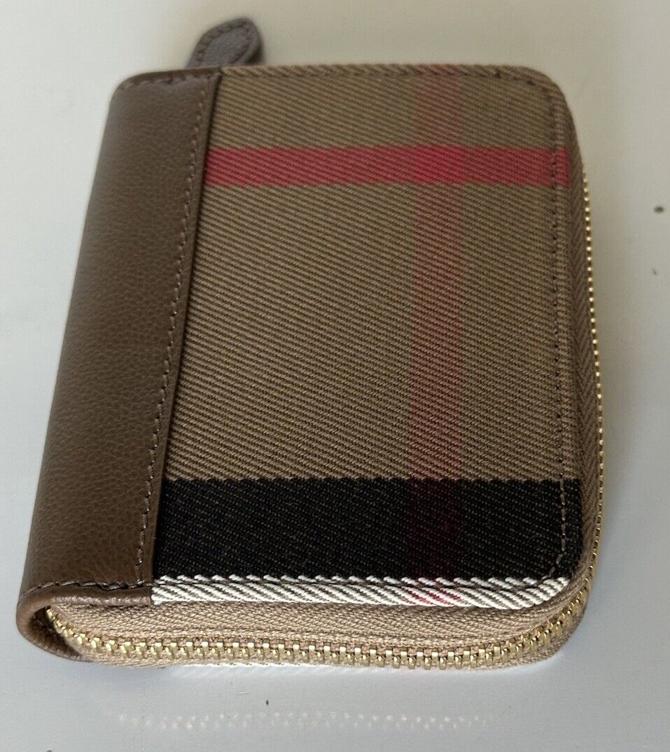 Burberry MN Zip Around Check Earth/Brown Wallet 80845241 NWT $480