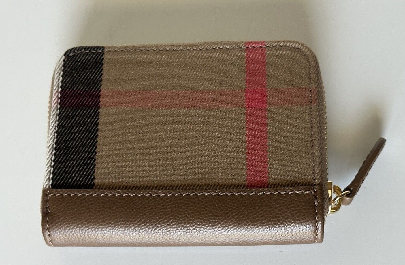 Burberry MN Zip Around Check Earth/Brown Wallet 80845241 NWT $480