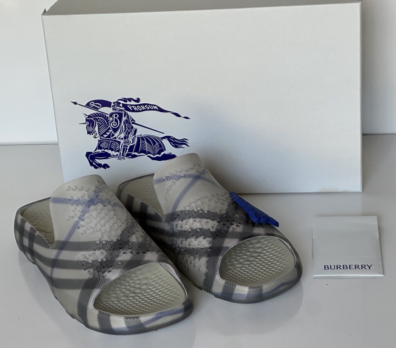 Burberry Mens Stingray Rubber Lichen IP Check Sandals 9 US (42) 8088962 NIB $550