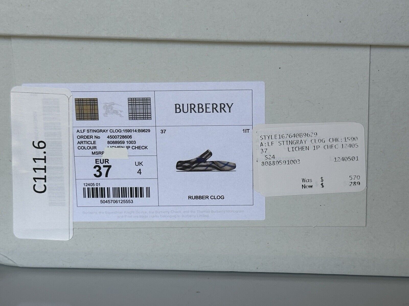 Burberry Women’s Stingray Rubber Lichen IP Check Sandals 7 (37) 8088959 NIB $570