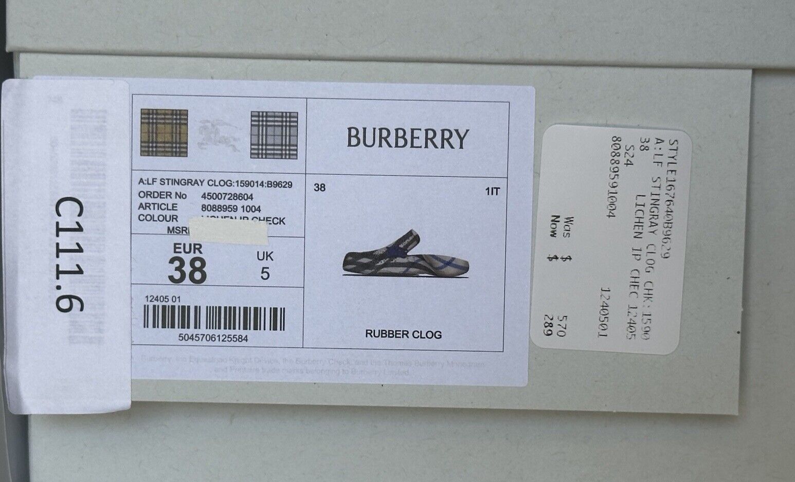 Burberry Women’s Stingray Rubber Lichen IP Check Sandals 8 (38) 8088959 NIB $570