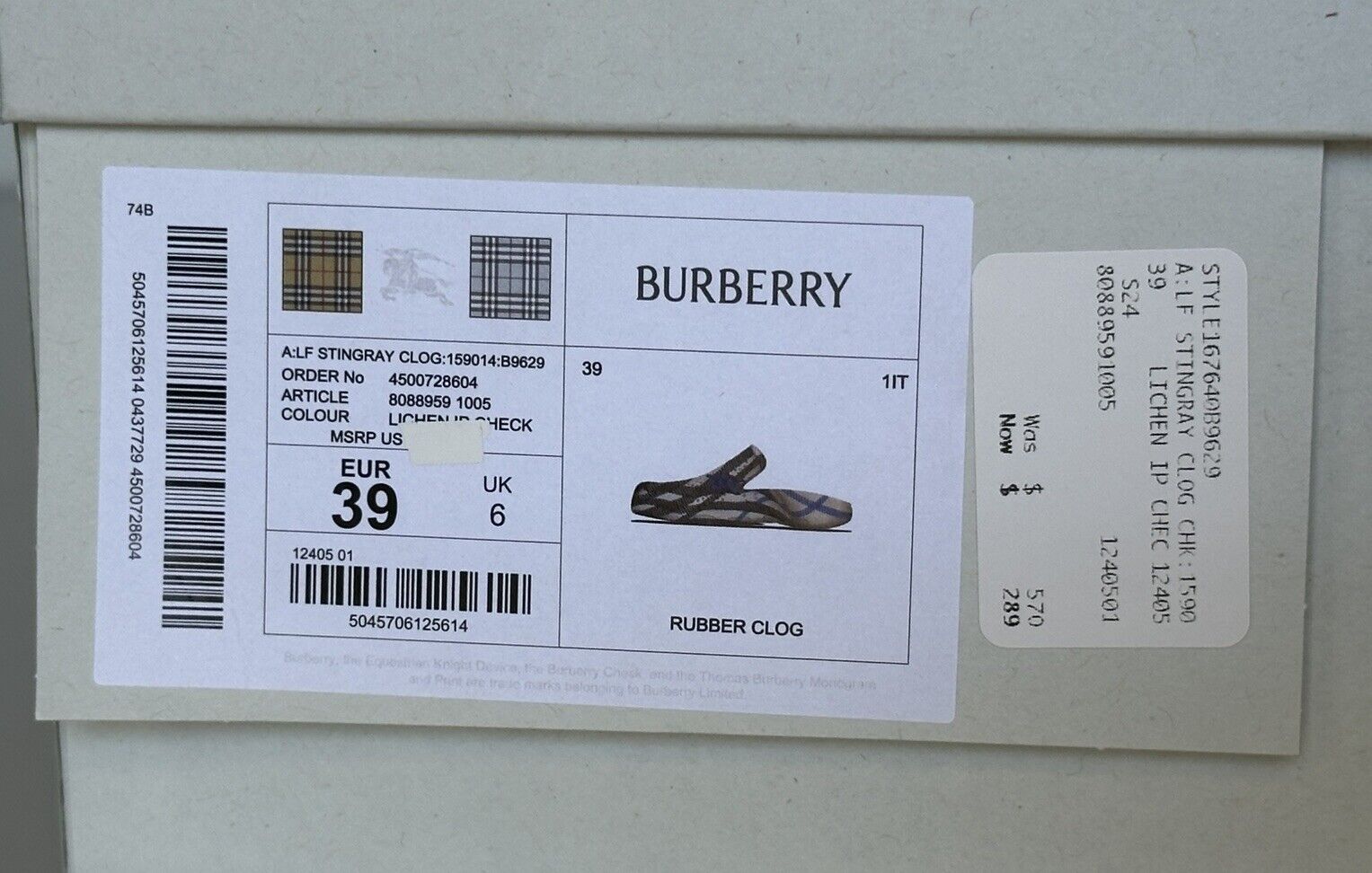 Burberry Women’s Stingray Rubber Lichen IP Check Sandals 9 (39) 8088959 NIB $570