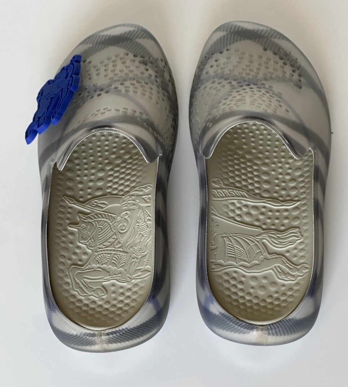 Burberry Womens Stingray Rubber Lichen IP Check Sandals 10 (40) 8088959 NIB $570