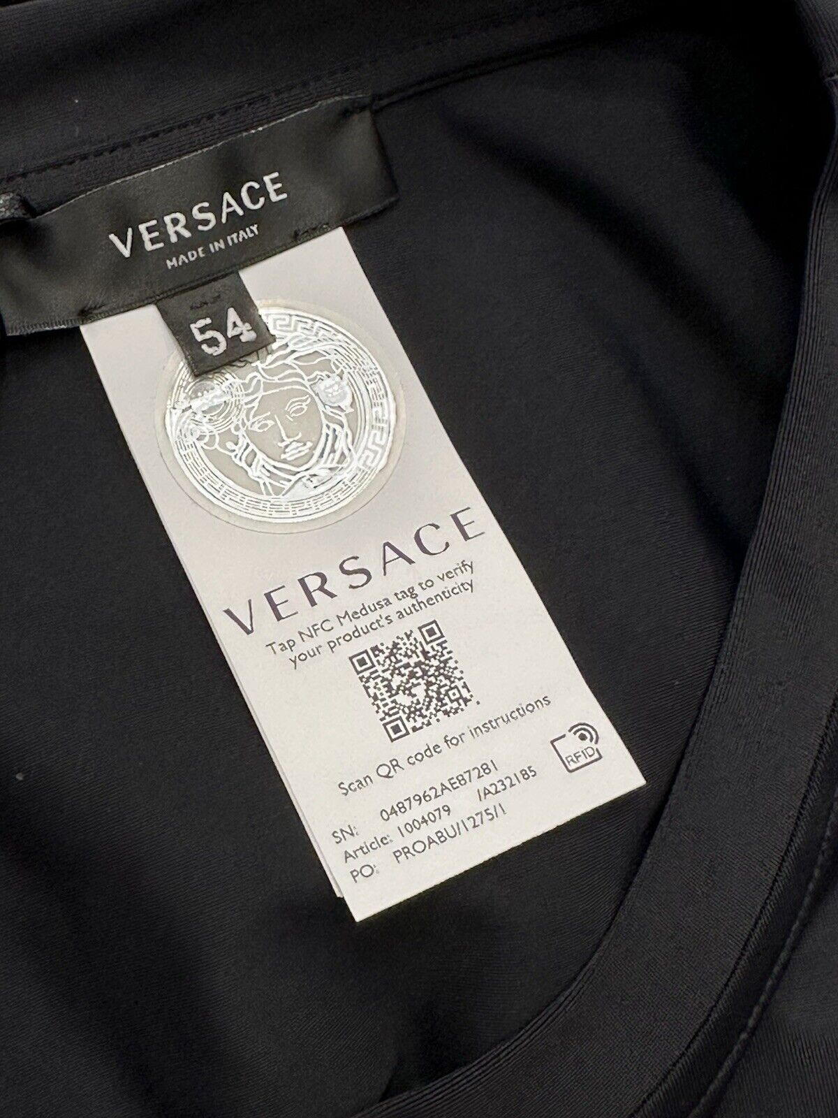 Versace Greek Key Logo Black T-Shirt 2XL (54 Euro) Italy 1004079 NWT $475