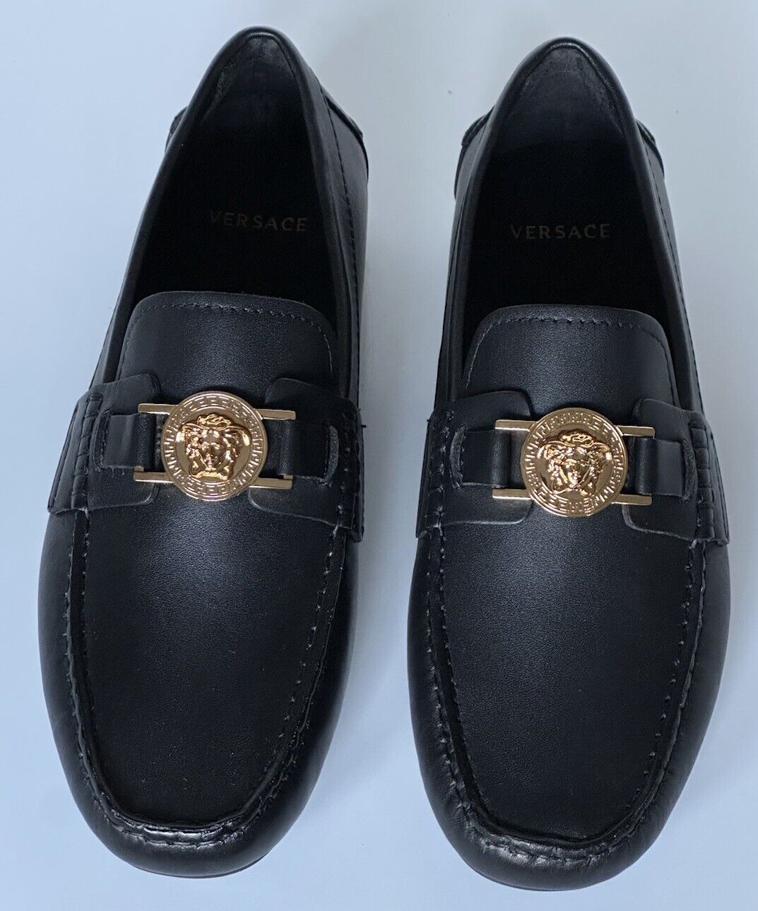 VERSACE Medusa Men's Black Leather Driver Shoes 6.5 US (39.5 Euro) DSU6014S NIB