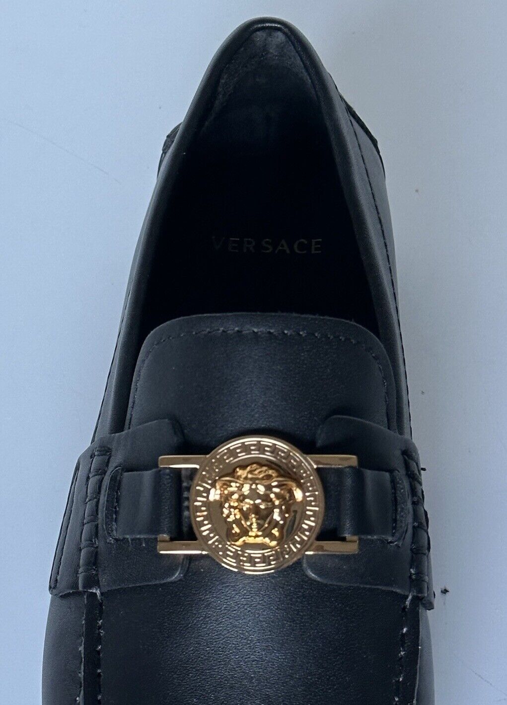 VERSACE Medusa Men's Black Leather Driver Shoes 6.5 US (39.5 Euro) DSU6014S NIB