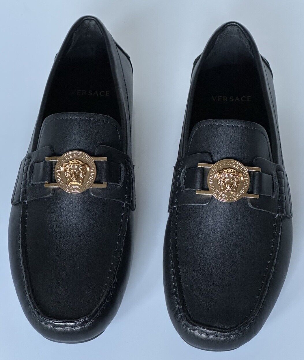 VERSACE Medusa Men's Black Leather Driver Shoes 6.5 US (39.5 Euro) DSU6014S NIB