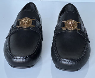 VERSACE Medusa Men's Black Leather Driver Shoes 6.5 US (39.5 Euro) DSU6014S NIB