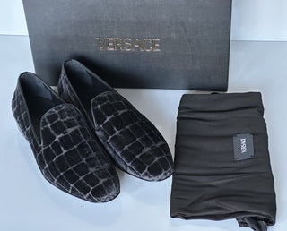 VERSACE Men's Black Velvet Loafers Shoes 9 US (42 Euro) Italy 1003792 NIB $795