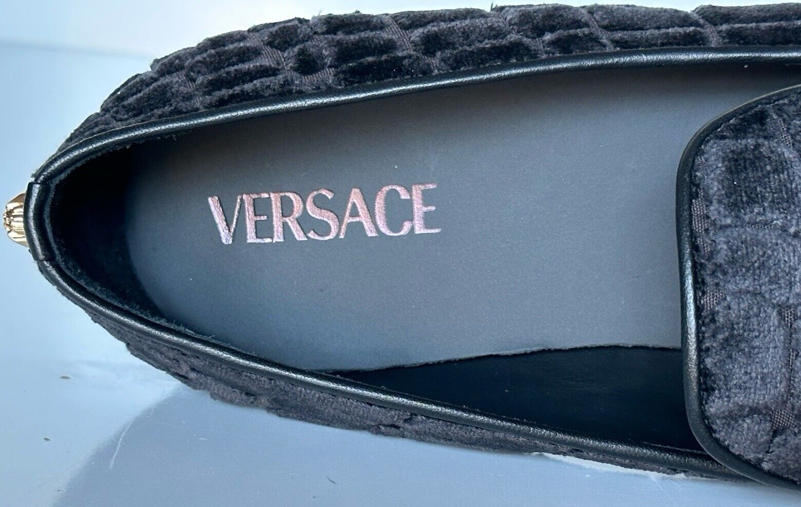 VERSACE Men's Black Suede Loafers Shoes 14 US (47 Euro) Italy 1003792 NIB $795