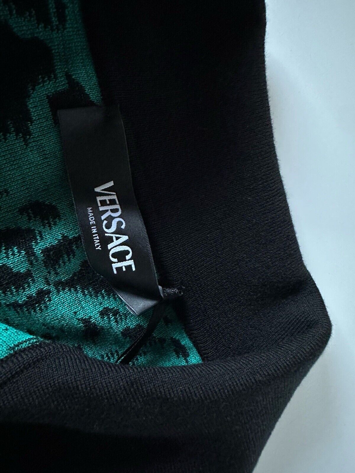 Versace Black/Green Wool/Cotton Knit Polo Shirt L (52 Euro) 1012387 IT NWT $1075