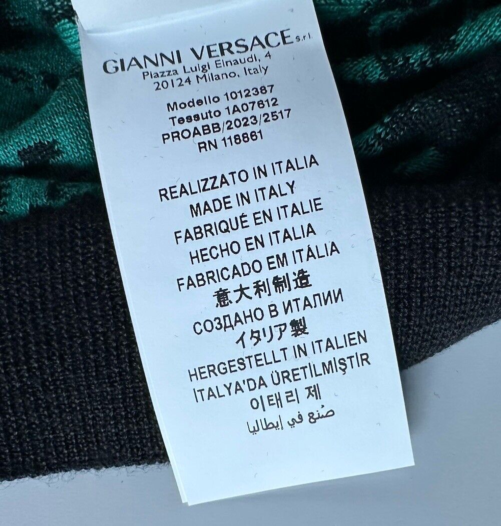 Versace Black/Green Wool/Cotton Knit Polo Shirt L (52 Euro) 1012387 IT NWT $1075