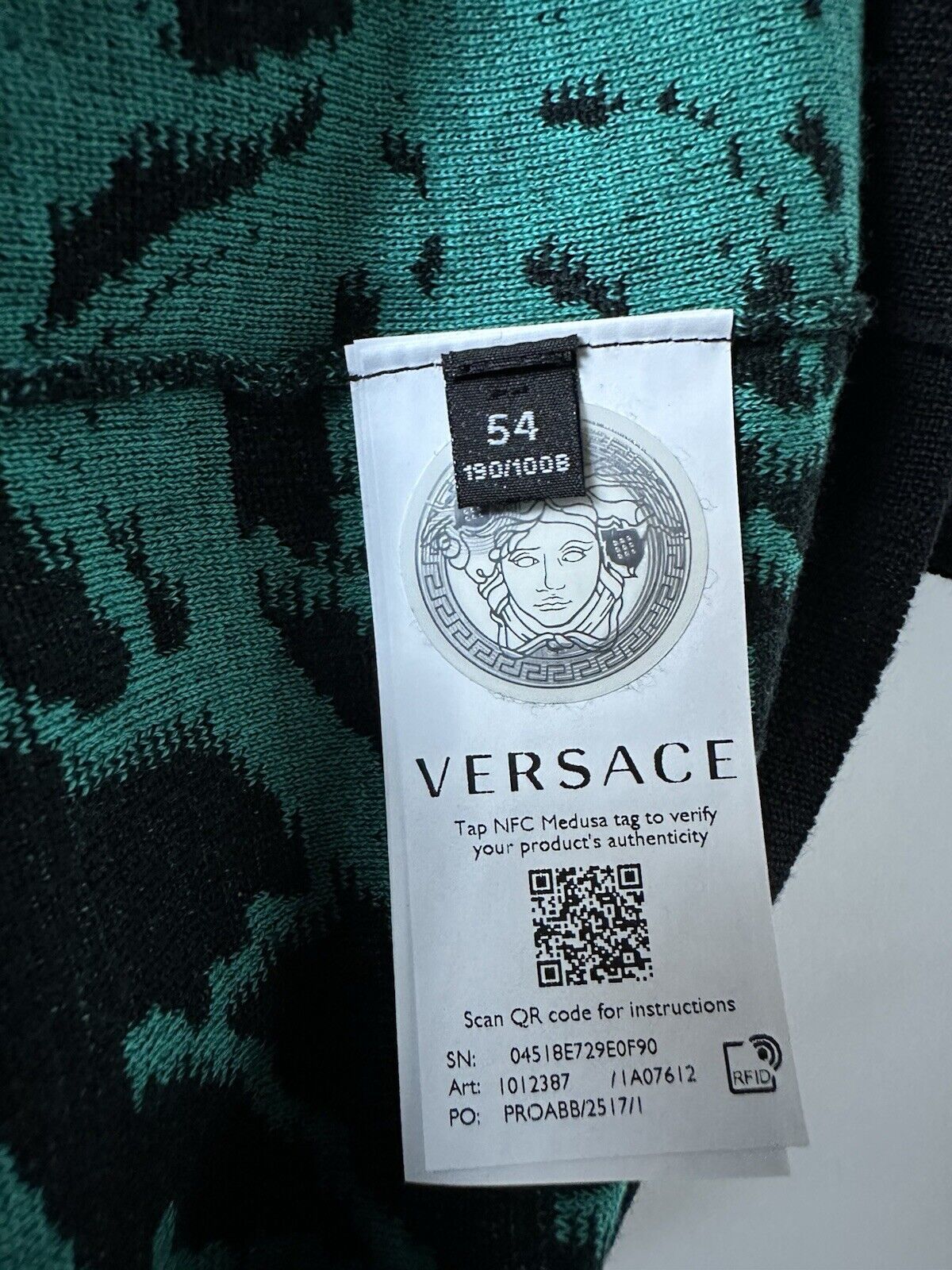 Versace Black/Green Wool/Cotton Knit Polo Shirt XL (54 Euro) 1012387 NWT $1075