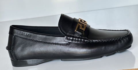 VERSACE Greek Key Men's Black Leather Driver Shoes 6 US (39 Eu) 1006271 NIB $800
