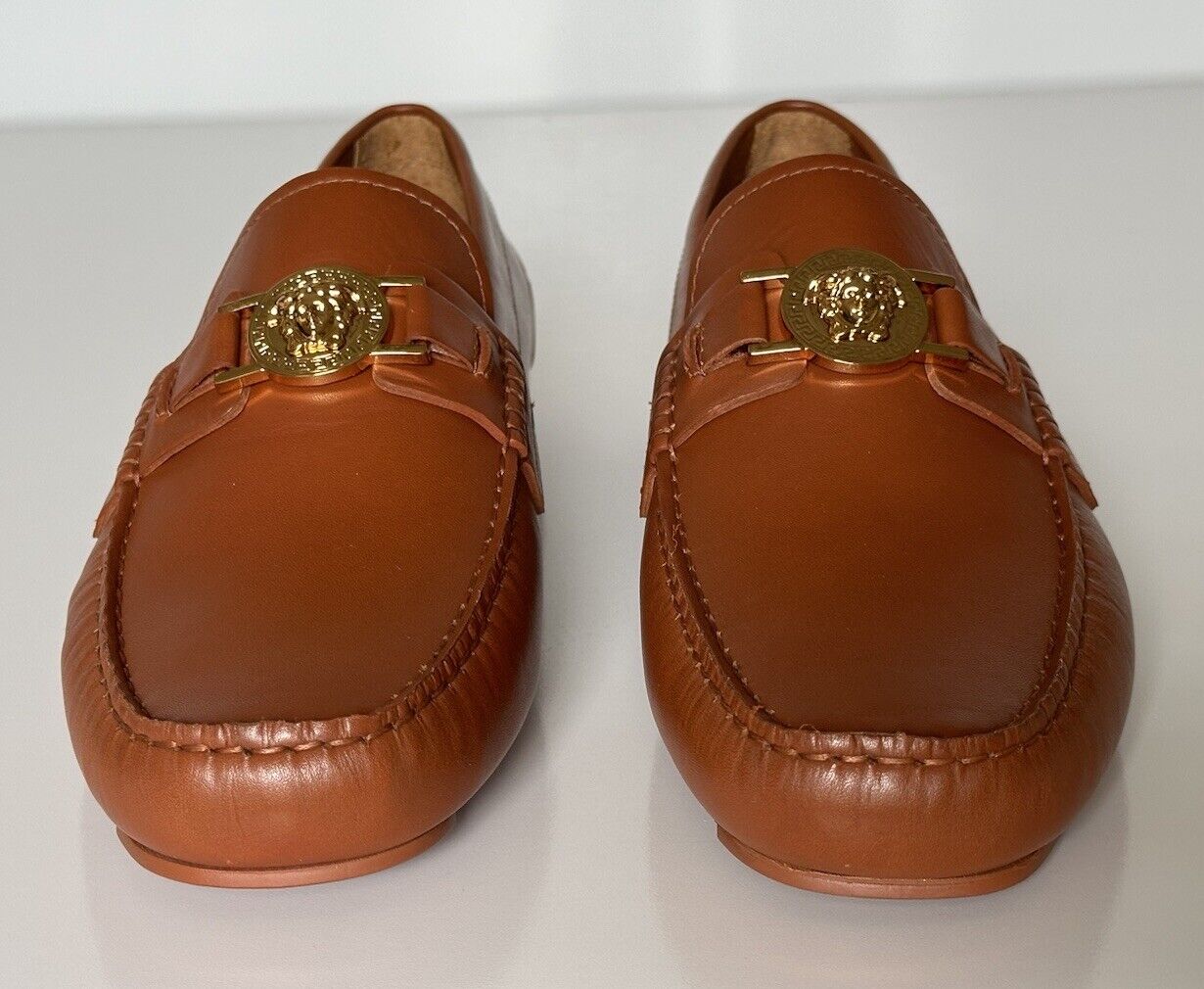 VERSACE Medusa Men's Brown Leather Driver Shoes 9 US (42 Eu) DSU6014S NIB $850