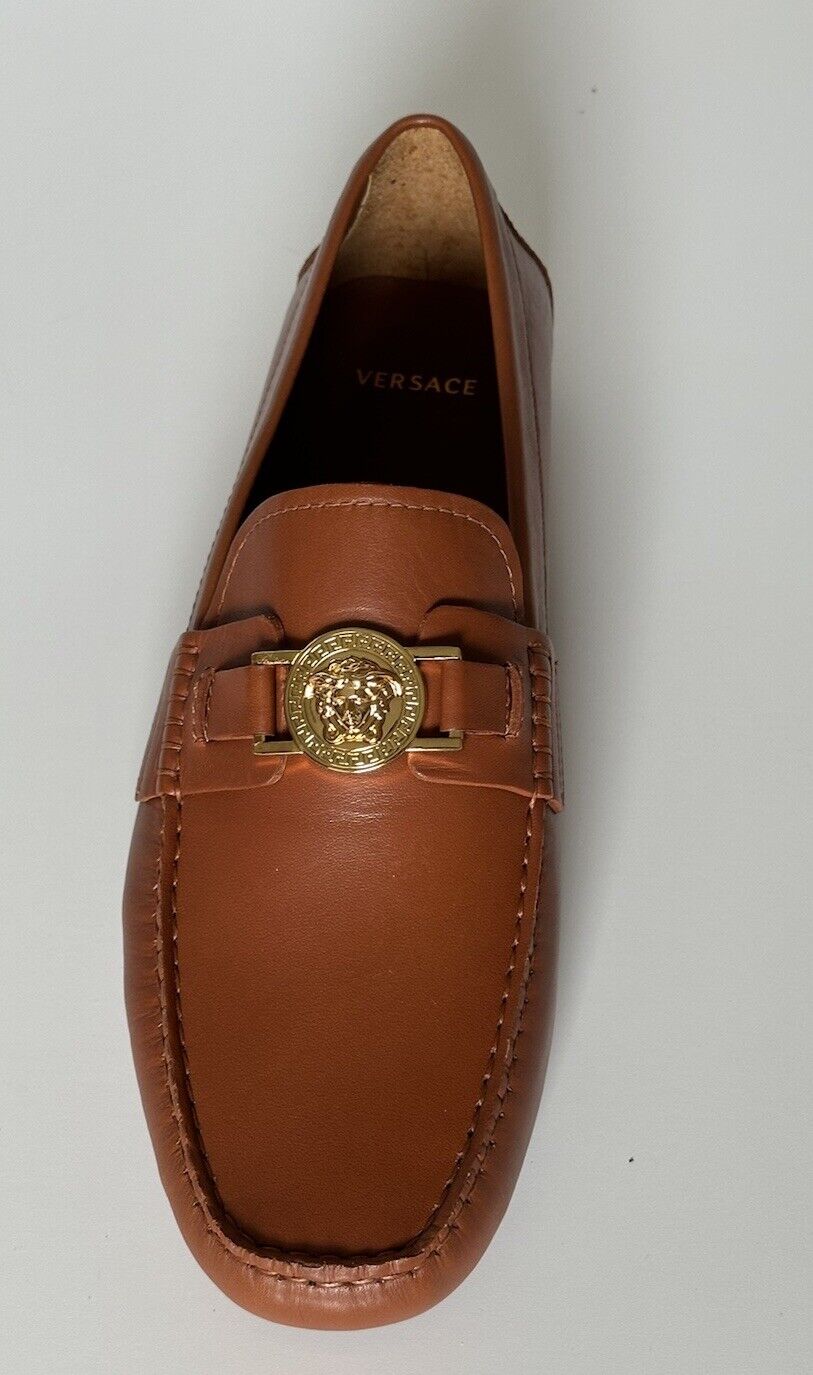 VERSACE Medusa Men's Brown Leather Driver Shoes 9 US (42 Eu) DSU6014S NIB $850