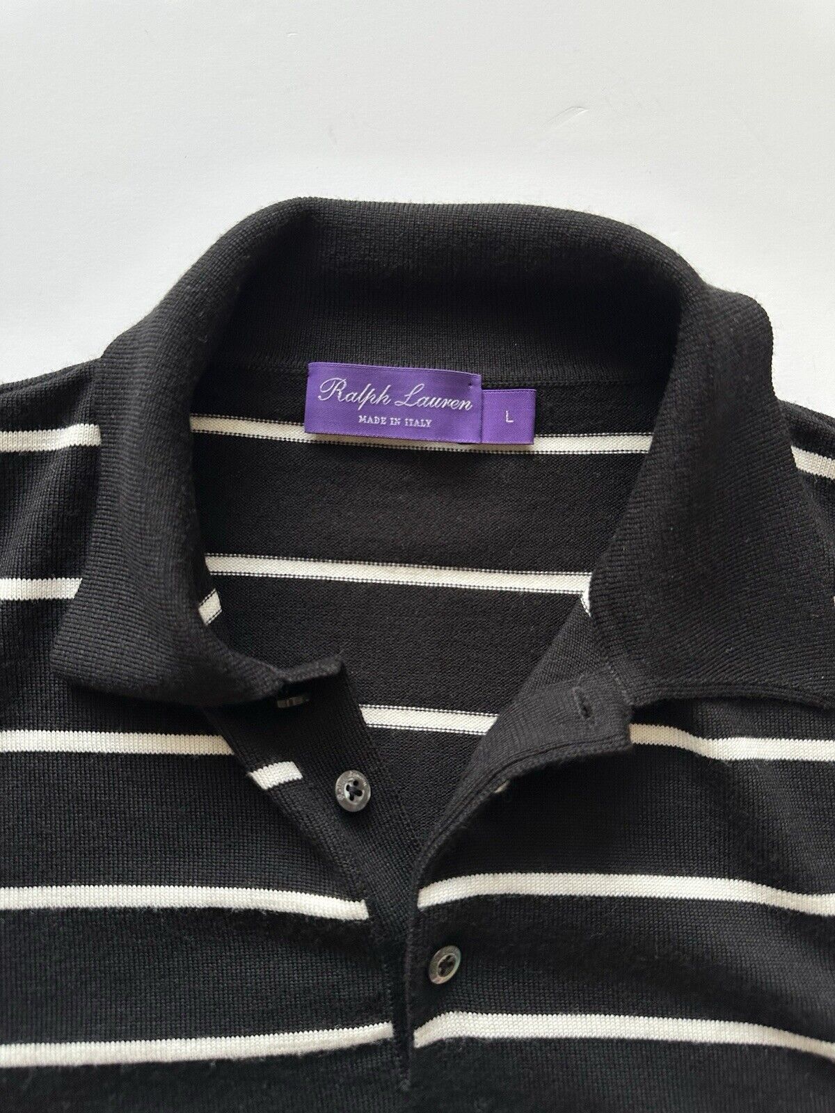 Ralph Lauren Purple Label Men's Black Wool Polo Long Sleeve Shirt L IT NWT $895