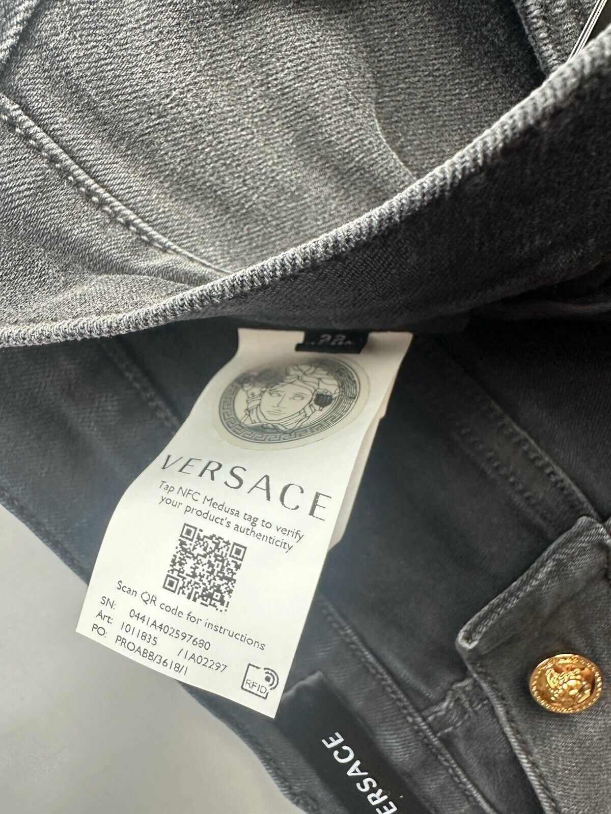 Versace Men’s Denim Stretch Black Jeans Size 31 US 1011835 NWT $800