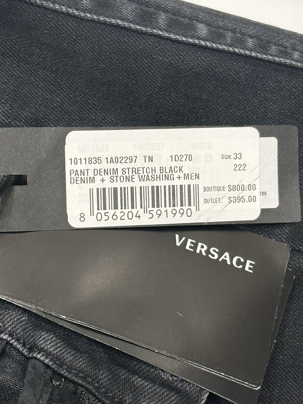 Versace Men’s Denim Stretch Black Jeans Size 33 US 1011835 NWT $800