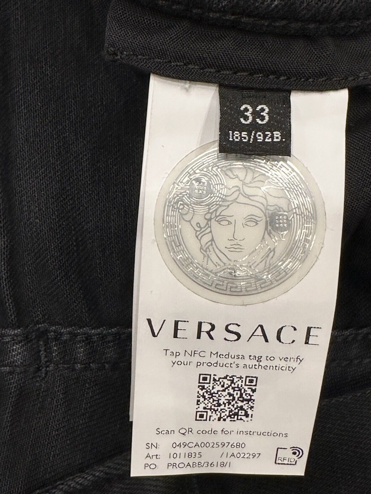 Versace Men’s Denim Stretch Black Jeans Size 33 US 1011835 NWT $800