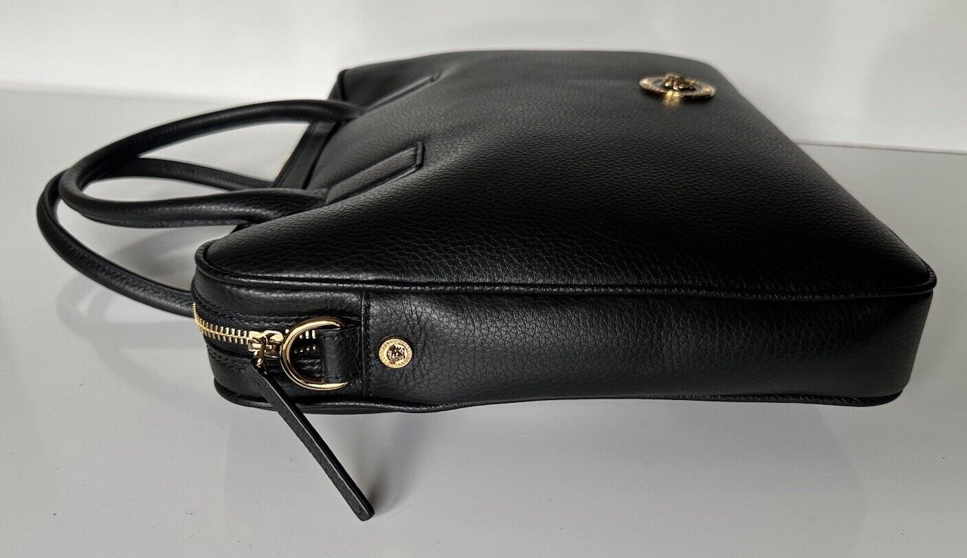 Versace Grainy Calf Leather Black Briefcase Bag Italy 1013360 NWT $1400